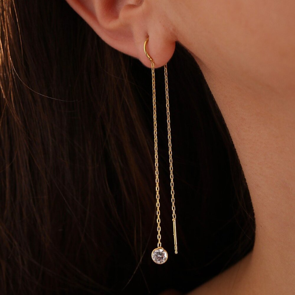 Birthstone Zircon Earrings 925 Sterling Silver Minimal Earrings